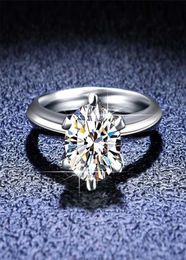 Sterling Silver Solid Wedding Ring 6 Prong 05CT 1CT 2CT Diamond Engagement Rings For Women Promise Gift Fine Jewelry 2202094790186