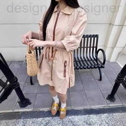 Basic & Casual Dresses designer brand 2024 Spring/Summer New Product m Home Age Reducing Style Letter Printing Drawstring Waist Wrapped Dress for Women W9E5