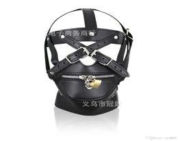 BDSM Sex Toys Black Leather Head Harness With Muzzle Leather Muzzle Bondage Restraint Gear Adult Sex Product A9905868865