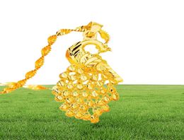 Peacock Shaped Charm Pendant Chain 18k Yellow Gold Filled Girls Womens Pendant Necklace Beautiful Gift Drop 1479951