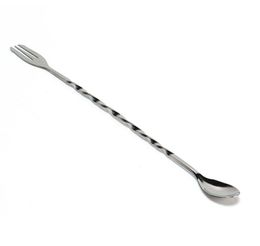 26CM Stainless Steel Long Mixing Spoon Spiral Long Bar Spoons for Cocktail Drinking Two Head Long Spoons Forks8965755
