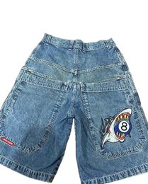 Streetwear JNCO Denim Shorts Men Women Y2K Style Hip Hop Harajuku Pocket Casual Baggy Summer Gothic Basketball 240426