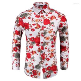 Men's Casual Shirts Mens Long Sleeve Hawaiian Shirt Summer Floral For Men Plus Size M-XXXXXXXL Single Breasted Streetwear
