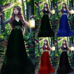 2019 Summer Clothes For Women Mediaeval Renaissance Gothic Lace Vintage V-Neck Cosplay Retro Long Dress Vestido Robe Femme 17 2525