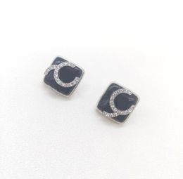 2022 Top quality Charm square shape stud earring with black Colour for women wedding Jewellery gift have box stamp PS78492261771