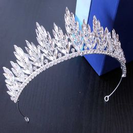 Tiaras Korean Elegant Princess Girls White Crystal Tiara For Women Wedding Gift Bridal Bride Crown New Hair Dress Accessories