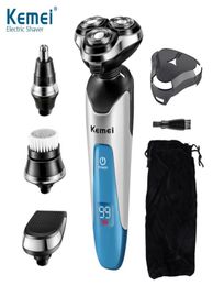 Kemei 3D electric razor 4 in 1 men shaving machine nose trimmer rechargeable floating beard shaver waterproof 100240V1143850