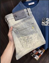 Fashion spring summer high luxury explosive fashion brand slim slim feet high-end men's jeans