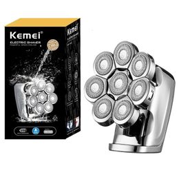 Kemei Pro 8 Head Wet Dry Electric Shaver For Men Washable Beard Razor Bald Shaving Machine Rechargeable 240420