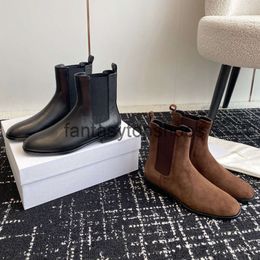 The Row simple brown TR quality Black Boots fashion Top Womens Flat Chelsea ankle boots Designer booties for girl