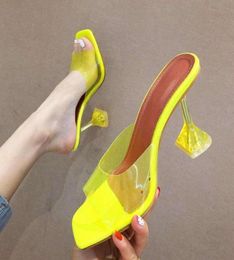 come with box sexy high heel crystal transparent mules silver yellow wine glass heel women designer sandals size 35 to 406507743