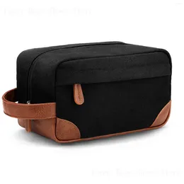Cosmetic Bags 2024 Men's Toiletry Bag Portable Large Capacity Handheld Retro Waterproof Canvas Pu Leather Storage
