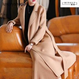 Top Maxmaras Cashmere Coat Womens Wrap Coats Large Brand Camel Coloured Doublesided for Mid Length 2024 New Korean Highend Loose Popular Woollen