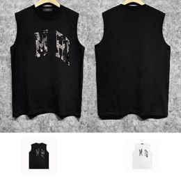 24ss new designer mens tank tops trendy brand fashion sleeveless t shirts ZJBAM050 Bone fracture curved letter printed vest breathable and comfortable size S-XXL