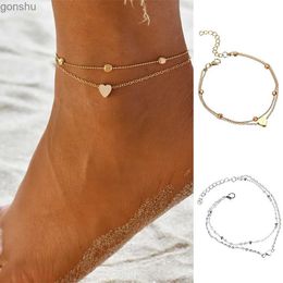 Anklets Sexy Bohemian Gold Chain Necklace Womens Jewellery 2022 Trend Summer Bead Legs Bohemian Heart Fashion Charm WX