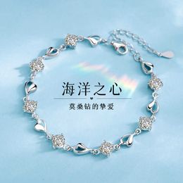 Designer bracelet brand new explosions ladies sterling silver Mosang diamond heart-shaped for women Korean version simple stone forest style gift