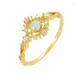 Cluster Rings Japanese Light Luxury Autumn Bright Star Opal Ring Female S925 Silver Gold Plated Jewelry