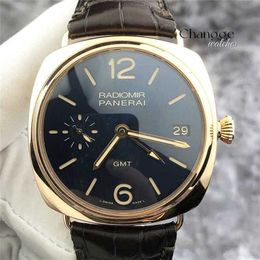 Men Watches Fashion Luxury Waterproof Multifunction Watch Penerei Special Edition Wristwatch PAM00598 Mens Watch Blue Dial Two Place Time Date 47mm Manual Mechani