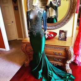 Black Girls Dark Green 2020 High Neck Beaded Prom Formal Dress Party Gowns Long Sleeve Special Ocn Dresses Ogstuff 0430