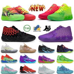 Fashion Top Quality Rick and Morty LaMelo Ball Shoes OG Original MB 01 Queen City Wings 01 of One Basketball Shoe Trainers Womens Mens Iridescent GutterMelo Sneakers