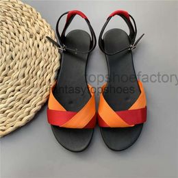 The Row Super Comfortable Sandals TR Womens Flat Bottom Roman Small Genuine Leather Womens Open Toe Sandals
