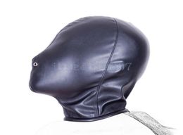 Soft Leather Mask Full Head Hood With Breathing Hole Slave Fantasy Restraint R966138680