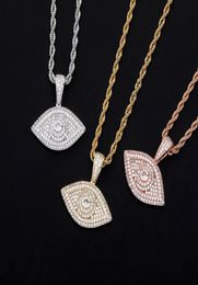 Designer Necklaces For Hip Hop Men Women Luxury Fashion Bling Zircon 18K Gold Rhodium Plated Copper Eye Style Pendant Necklaces9262144
