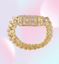 17mm Miami Baguette Zircon Prong Set Box Clasp Cuban Bracelet For Men Hip Hop Iced Out Bling Rapper Jewelry 2021 Link Chain44145541039124