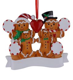 Whole Resin Gingerbread Family Of 4 Christmas Ornaments With Red Apple As Personalised Gifts For Holiday4986570