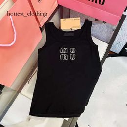 Mui Mui Shirt Woman Designer Vests Tshirts Summer Womens T Tanks Diamond Embroidery T-Shirts Printed Tees Tops Short Outwea Ropamujer Previous 204