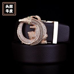 Belt AccessoriesAutomatic bule men039s crocodile top leather fashion business diamond6927121