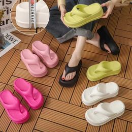 Slippers New Style Thick Soled Womens Flip-flops In Summer 2023 Soft Outer Sandals Casual and Comfortable High-heeled Beach Shoes H240509