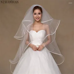 Bridal Veils 4 Layers Ribbon Edge Puffy Pincess Wedding Multi-layer Voile Mariage Accessories