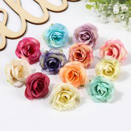 Decorative Flowers 10Pcs Valentines Day Artificial Silk Roses Flower Heads For Wedding Decoration Faux Plants DIY Home Decor Accessories