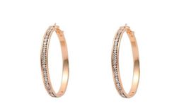 Hoop Huggie 2021 Fashion Earrings Clear Crystal Big Circle Gold Color Plated Loop For Women Ladies Jewelry Accessory49700394059252