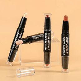 Private Label 4-color Highlighter Stick Custom Bulk Double-ended Highlight Neutral Contour Makeup Black Tube Waterproof Brighten 240426