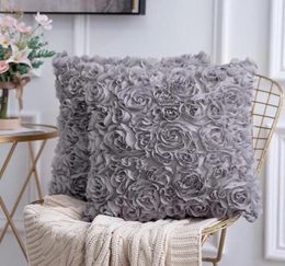 3D Decorative Romantic Stereo Chiffon Rose Flower Pillow Cover Solid Square Pillow Case for Sofa Bedroom Car Cushion Cover1940543