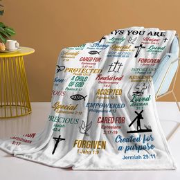 Jesus Christ Throw Blanket Cross and Printed for Women Men Cosy Couch Sofa Bed Living Room 240409