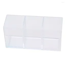 Storage Bottles 2 Pcs Transparent Flatware Organizers Square Cylinder PET Box Large Capacity 3 Compartments Utensil Holder Dining Room