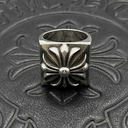 Trendy Crooker Ch Ring Square Cross Flower Cross Ring Old Hip Hop Punk