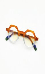 Men039s Optical Frame Brand Designer Men Women Fashion Irregular Hexagon Square Eyeglasses Frames Vintage Small Myopia Glasses 4634383