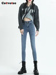 Women's Jeans Yitimuceng Women Skinny Stretch Autumn Fashion Y2K Denim Slim Fit High Waist Street Girl Female Pencil Pants