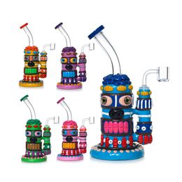 Unique Indian Pattern Heady Hookahs Thick Glass Water Bongs Smoking Water Pipes Beaker Bong 9.8 Inches honeycomb perc Percolator 3D Hand Made