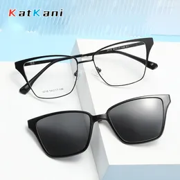 Sunglasses Frames Retro Fashion Polygon Spectacle Magnetic Clipon Glasses Polarised Cat Eye Eyeglasses Optical Prescription Frame Woman