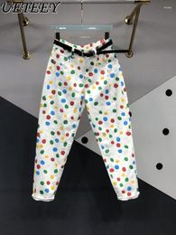 Women's Jeans Colorful Polka Dot European Goods Spring Autumn Versatile Trousers High Waist Slimming Harem Denim Pants