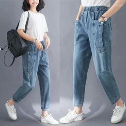 Women's Jeans Cropped Pants High Waist Harem Vintage Clothing Korean Dongdaemun 2024 Jean Large Big Size Urban Wide Leg