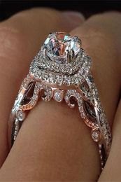 Vintage Fashion Jewellery 925 Sterling SilverRose Gold Fill Round Cut White Topaz CZ Diamond Gemstones Women Wedding Engagemeny Ban1819158