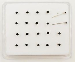 Other 925 Sterling Silver Nose Piercing Tiny Black Crystal Pin Straight Stud Nariz Jewellery 20pcspack4424959