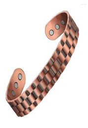 Bangle SIZZZ Pure Copper Bangles For Men Women Adjustable Wide Cuff Bracelets Vintage Energy Magnetic Jewelry5920996