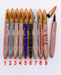 Self adhesive Eyeliner 2 in 1 Liquid Eyeliners Pen 9 Styles Diamond Bling Eye Liner No Glue Non Magnetic for Makeup False Eyelashe6704779